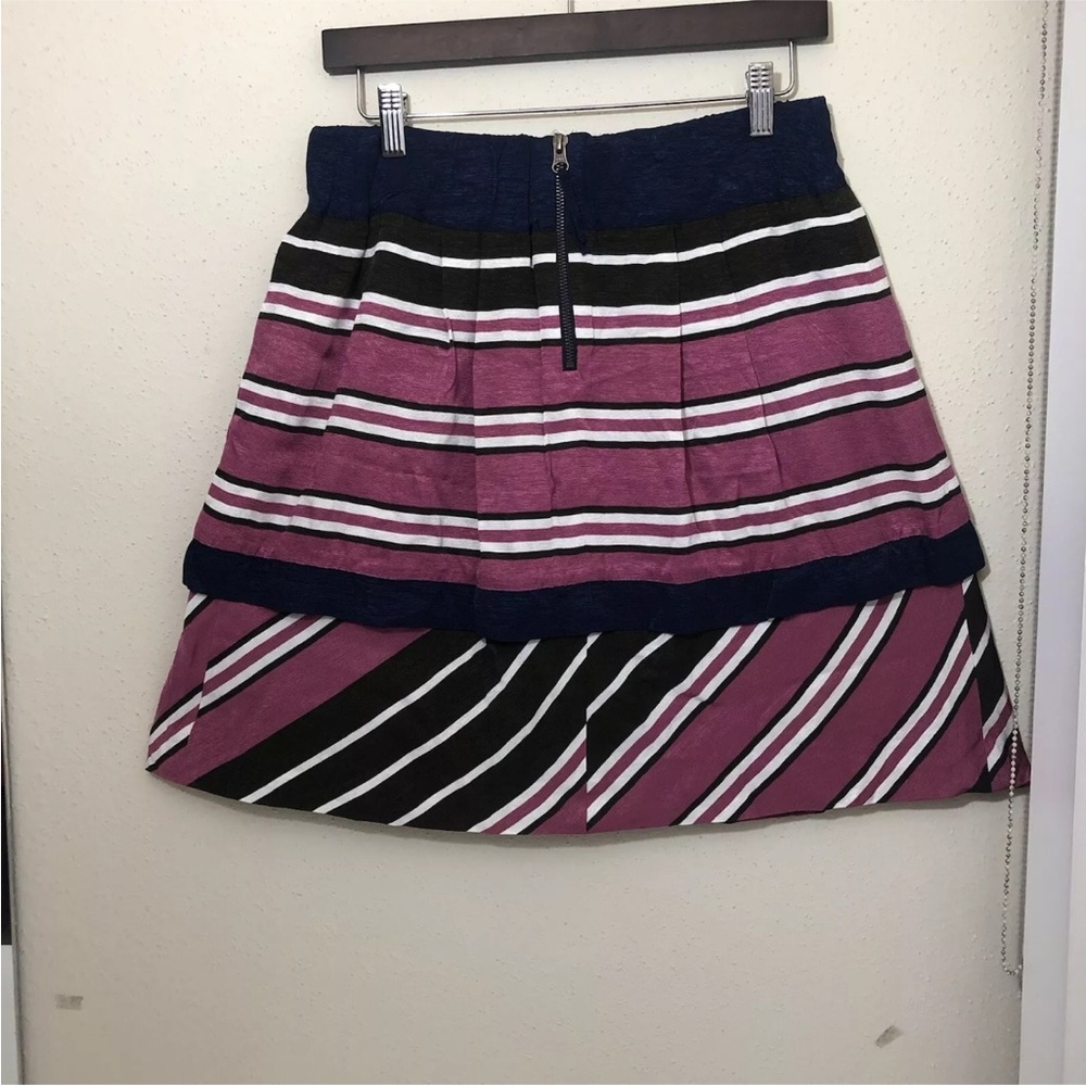 Anthropologie Maeve Women Ellery A - Line Skirt Size 8 Pink Blue Striped Pockets - Picture 4 of 10